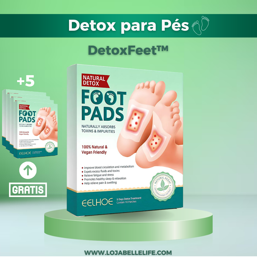 DetoxFeet™ – Adesivo Detox para Pés - Elimina Toxinas, Diminui o Inchaço e Auxilia no Emagrecimento