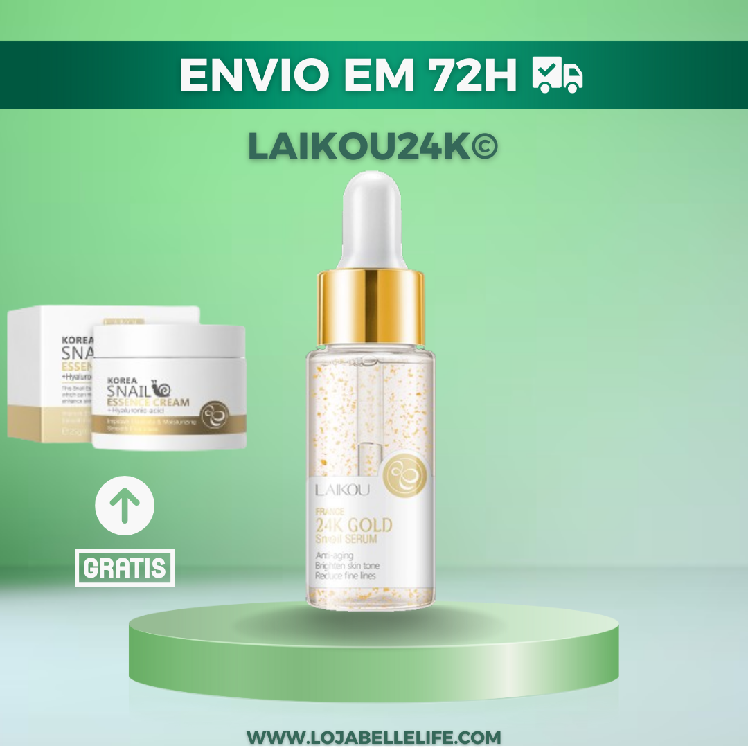 LAIKOU© 24k Gold - Sérum Anti-Envelhecimento + Creme Colágeno e Niacinamida