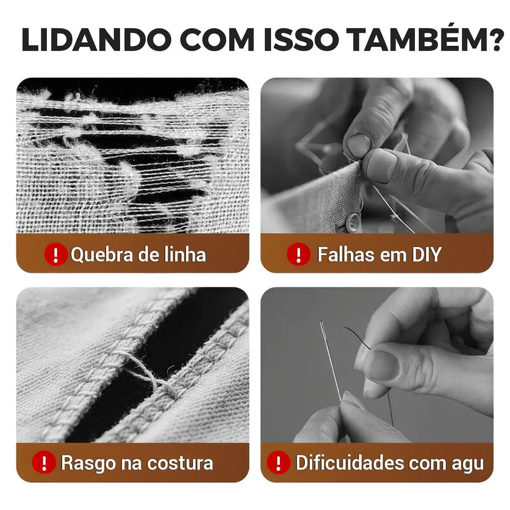 Kit de Costura Premium Completo - Estojo Zíper + Tubos de Linhas GRÁTIS